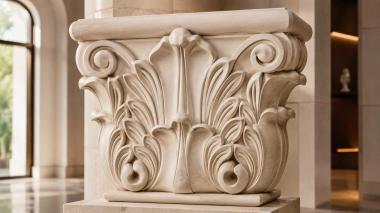 Chapiters Decorative capital with symmetrical leaves and curls 3d model