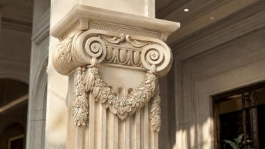 Chapiters Classical column with Ionic capital and floral garland 3d model