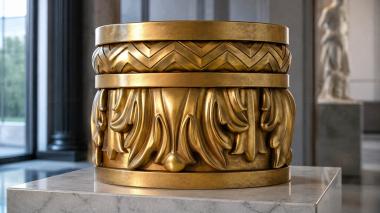 Chapiters Ring ornament with acanthus leaves and zigzag engraving 3d model