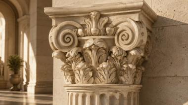 Chapiters Corinthian capital with acanthus and volutes 3d model