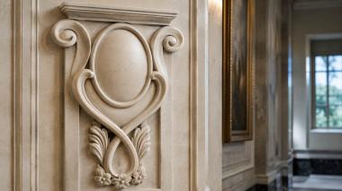 Chapiters Panel with oval insert and plant ornament 3d model