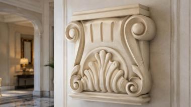 Chapiters Decorative capital with fan-shaped ornament and curls 3d model