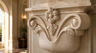 Chapiters Corner capital with floral accent and volutes 3d model
