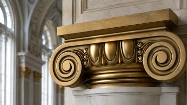 Chapiters Ionic capital with oval elements and volutes 3d model