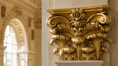 Chapiters Corinthian capital with floral rosette and acanthus 3d model