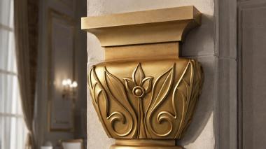 Chapiters Capital with symmetrical ornament and stylized leaves 3d model