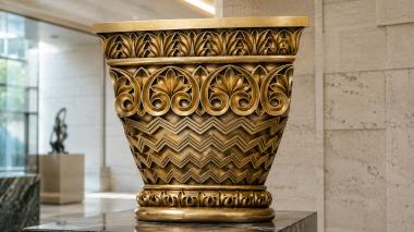 Chapiters Capital with geometric base and carved anthemion 3d model