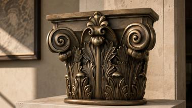 Chapiters Corinthian capital with vertical leaves and volutes 3d model
