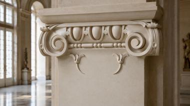 Chapiters Ionic capital with pearl band and floral accents 3d model