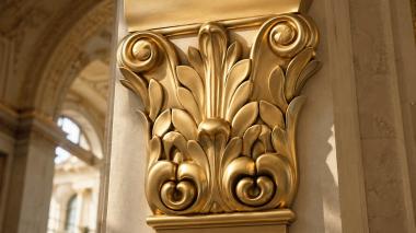 Chapiters Elegant capital with large acanthus leaves and flowing scrolls 3d model