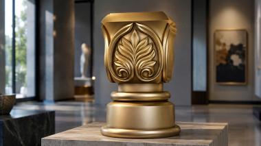 Chapiters Decorative capital with arched frame and acanthus leaves 3d model