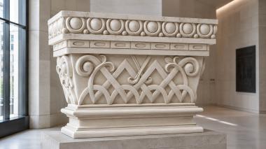 Chapiters Architectural capital with geometric ornament and lacing 3d model