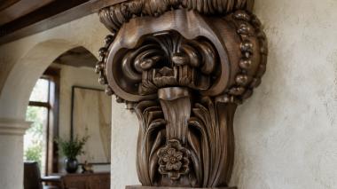 Chapiters Decorative capital with rosette and volumetric scroll composition 3d model
