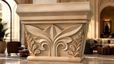 Chapiters Capital with laconic plant ornament and smooth profile 3d model