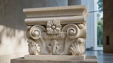 Chapiters Decorative capital with floral accent and swirls 3d model