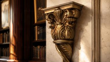 Chapiters Carved capital with a screw base and lush acanthus foliage 3d model