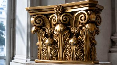 Chapiters Relief capital with floral accent and dynamic curls 3d model