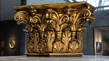 Chapiters Corner capital with double ornament and acanthus symmetry 3d model