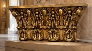 Chapiters Ornamented capital with arches and acanthus leaves 3d model