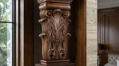 Chapiters Capital with an elongated silhouette and high leaves 3d model