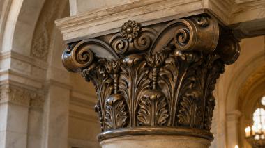 Chapiters Corinthian style relief capital with volutes and floral rosette 3d model