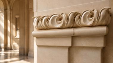 Chapiters Paired capital with wavy acanthus in minimalist form 3d model