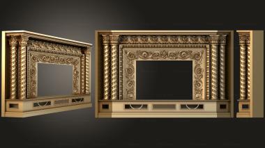 Chapiters Carved fireplace with pillars 3d model
