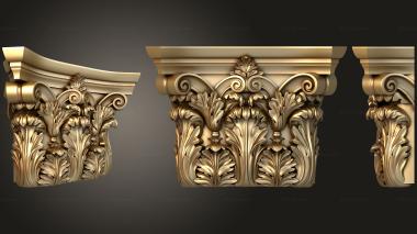Chapiters Carved capital with acanthus leaves 3d model