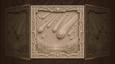 Panels cosmos Meteor Shower - Shooting Stars and Horizon 3d model