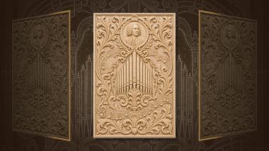 Panels Great and Famous People Johann Sebastian Bach - organ pipes and notes 3d model