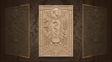 Panels Great and Famous People Hippocrates - staff with a snake and herbs 3d model