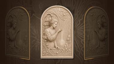 Panels Great and Famous People Marie Curie - arched laboratory composition and flask 3d model