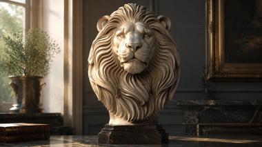 Lions Lions head on a pedestal 3d model