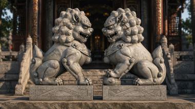 Lions Paired Guardian Lions 3d model