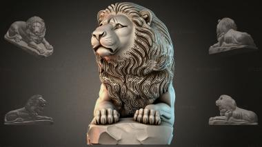 Львы (Лев лежащий на камне, LVI_001321) 3D модель для ЧПУ станка