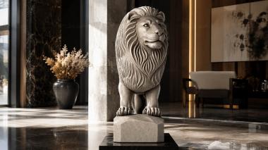 Lions Lion sculpture on a pedestal 3d model