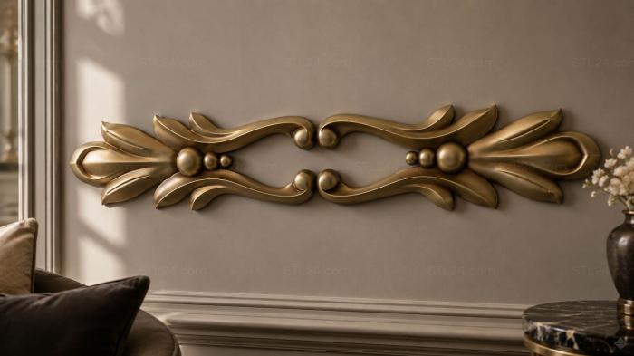Onlays (Symmetrical decorative element with smooth curls and teardrop-shaped petals, NK_0599) 3D models for cnc