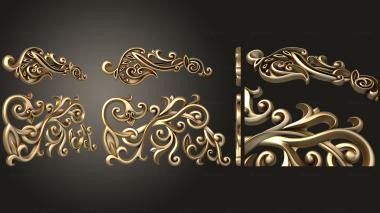 Onlays Pair of decorative scrolls with leaves and arches 3d model