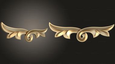 Onlays Symmetrical overlay with curl and petals 3d model