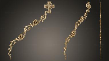 Onlays Carving with a cross and flowers on the side of the kiosk 3d model