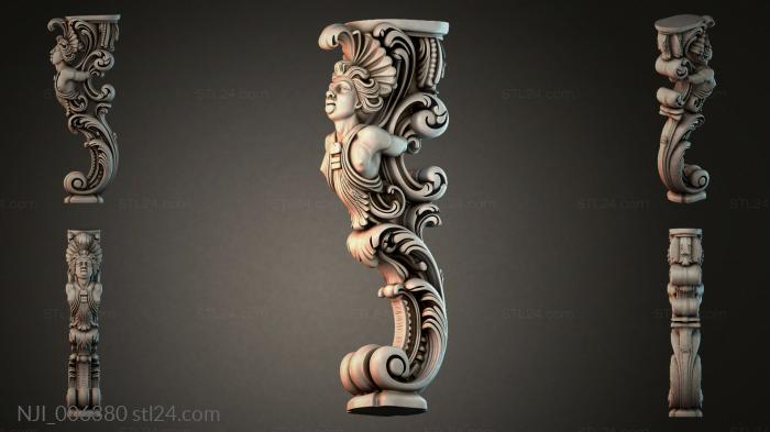 Ножки для мебели (Резная ножка с женской фигурой, NJI_006380) 3D модель для ЧПУ станка