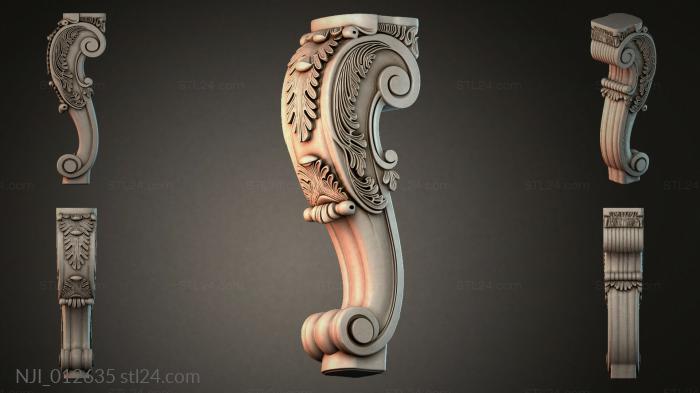 Ножки для мебели (Декоративная консольная кронштейн, NJI_012635) 3D модель для ЧПУ станка