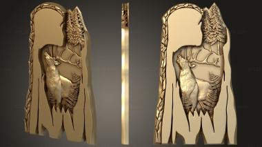 Art pano Panel in stone with a deer 3d model
