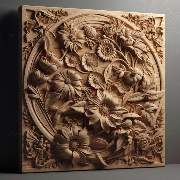 Patterns and decorations (stl Flat design 2, PATTERN_1098) 3D models for cnc