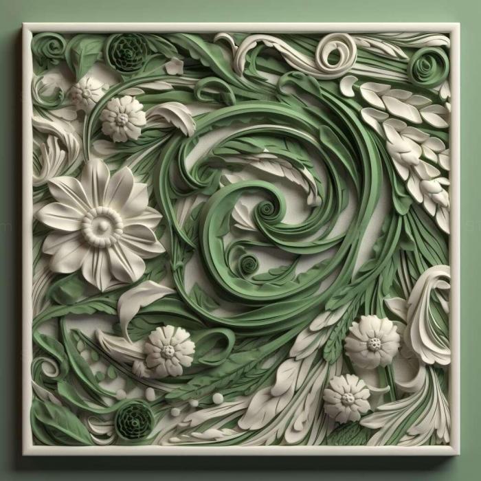 Patterns and decorations (stl green white 1, PATTERN_1169) 3D models for cnc