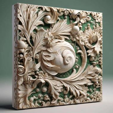 Patterns and decorations stl green white 2 3d model