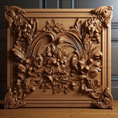 Patterns and decorations st Baroque style arved wooden 1 3d model