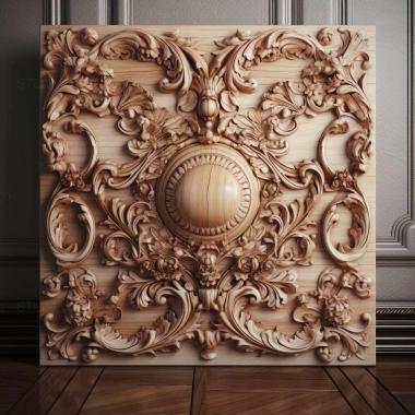 Patterns and decorations st Baroque style arved wooden 3 3d model