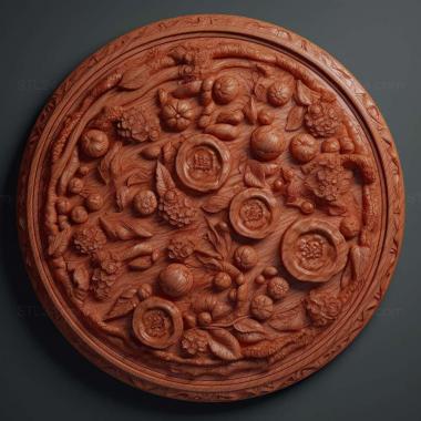 Patterns and decorations stl pepperoni pizza 2 3d model