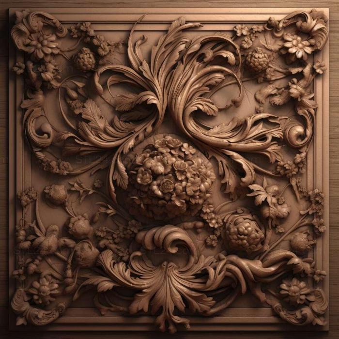 Patterns and decorations (stl Baroque style carved 2, PATTERN_1562) 3D models for cnc